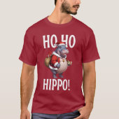 Ho Ho Hippo Christmas Humor Design Tシャツ (正面)