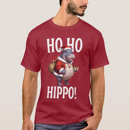 Ho Ho Hippo Christmas Humor Design Tシャツ (正面)