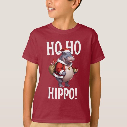 Ho Ho Hippo Christmas Humor Design Tシャツ (正面)