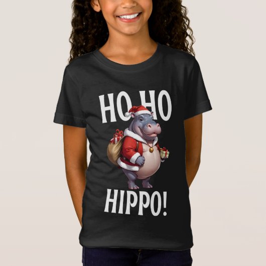 Ho Ho Hippo Christmas Humor Design Tシャツ (正面)