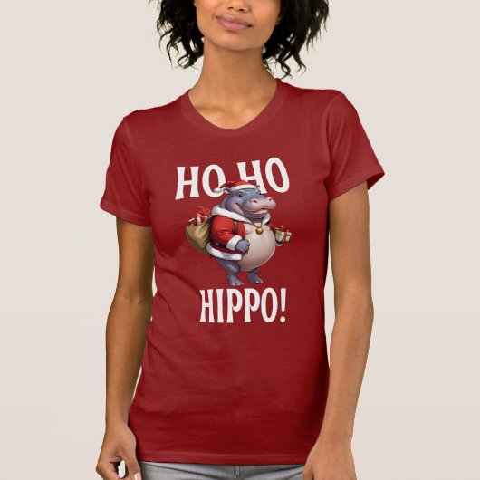 Ho Ho Hippo Christmas Humor Design Tシャツ (正面)