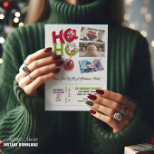 HO HO HOおもしろいレトロクリスマス写真パーティー 招待状