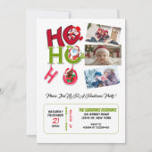 HO HO HOおもしろいレトロクリスマス写真パーティー 招待状 (正面)