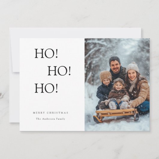 Ho Ho Hoおもしろい Christmas家族の写真 シーズンカード (正面)