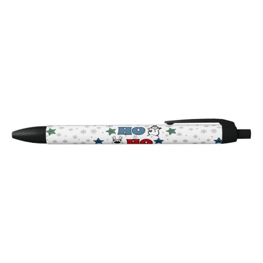Ho Ho Hoクリスマスのデザイン 黒ボールペン (トップ)