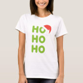 Ho Ho HoクリスマスのTシャツのタイポグラフィのサンタの帽子 Tシャツ (正面)