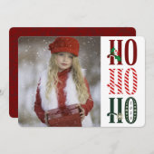 HO HO HOクリスマスホリデーフォトグリーティング シーズンカード (正面/裏面)