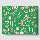 HO HO HOクリスマス文字パターン白い緑の赤 ゲストブック (裏面)