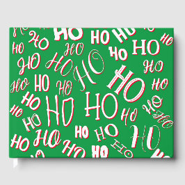 HO HO HOクリスマス文字パターン白い緑の赤 ゲストブック