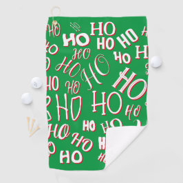 HO HO HOクリスマス文字パターン白い緑の赤 ゴルフタオル