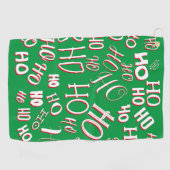 HO HO HOクリスマス文字パターン白い緑の赤 ゴルフタオル (横)
