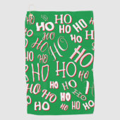 HO HO HOクリスマス文字パターン白い緑の赤 ゴルフタオル (正面)