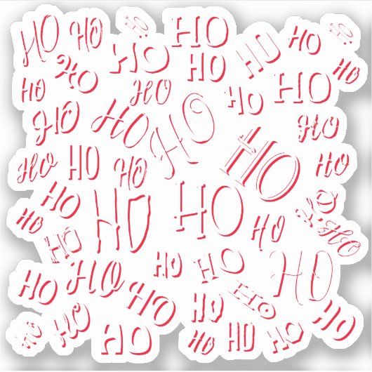 HO HO HOクリスマス文字パターン白い緑の赤 シール (正面)