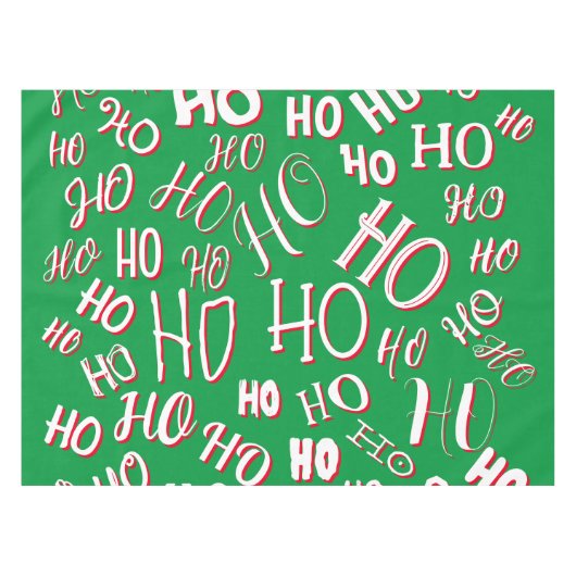 HO HO HOクリスマス文字パターン白い緑の赤 テーブルクロス (正面(横))