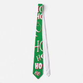 HO HO HOクリスマス文字パターン白い緑の赤 ネクタイ (正面)