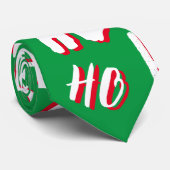 HO HO HOクリスマス文字パターン白い緑の赤 ネクタイ (ロール)