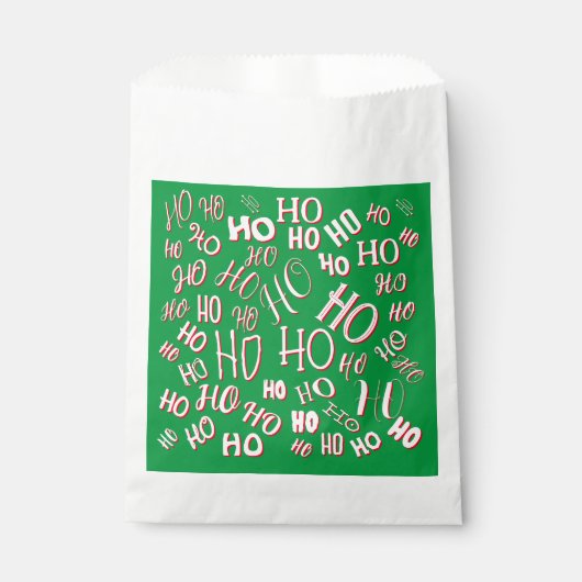 HO HO HOクリスマス文字パターン白い緑の赤 フェイバーバッグ (正面)