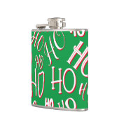 HO HO HOクリスマス文字パターン白い緑の赤 フラスク (左)