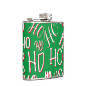 HO HO HOクリスマス文字パターン白い緑の赤 フラスク (右)