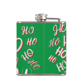 HO HO HOクリスマス文字パターン白い緑の赤 フラスク (裏面)