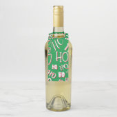 HO HO HOクリスマス文字パターン白い緑の赤 ボトルネックタグ (ボトル)