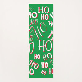 HO HO HOクリスマス文字パターン白い緑の赤 ヨガマット