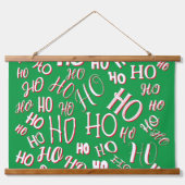 HO HO HOクリスマス文字パターン白い緑の赤 吊り下げ型タペストリー (正面)