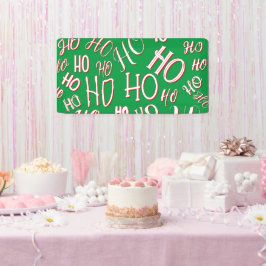 HO HO HOクリスマス文字パターン白い緑の赤 横断幕