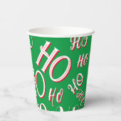 HO HO HOクリスマス文字パターン白い緑の赤 紙コップ (裏面)