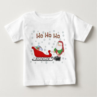 Ho Ho Hoサンタのそりの幼児の白のTシャツ ベビーTシャツ