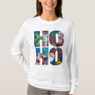 HO HO HOサンタの音楽的なクリスマスの夜 Tシャツ
