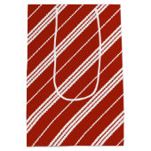 HO HO HOサンタクロース赤い線メリークリスマス ミディアムペーパーバッグ (裏面)