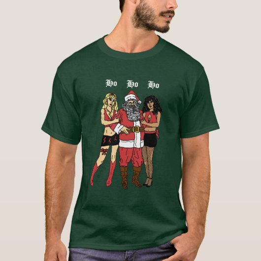 Ho Ho Hoサンタ(緑) Tシャツ (正面)