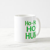 "Ho Ho Hoハム雑音"の緑のロゴ コーヒーマグカップ (正面右)