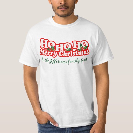 Ho Ho Hoメリークリスマスの名前入りなティー Tシャツ (正面)