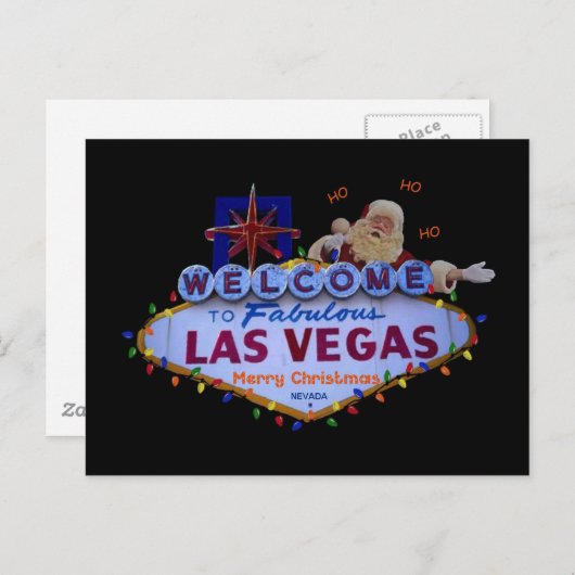 HO HO HOラスベガスメリークリスマスサンタハガキ シーズンポストカード (正面/裏面)