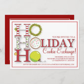 HO HO HO休日のクッキー交換パーティー 招待状 (正面/裏面)