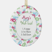 Ho Ho Ho子供の欲しい物のリスト セラミックオーナメント (右)