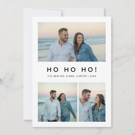 Ho Ho Ho新婚クリスマスビーチ写真カード シーズンカード (正面)