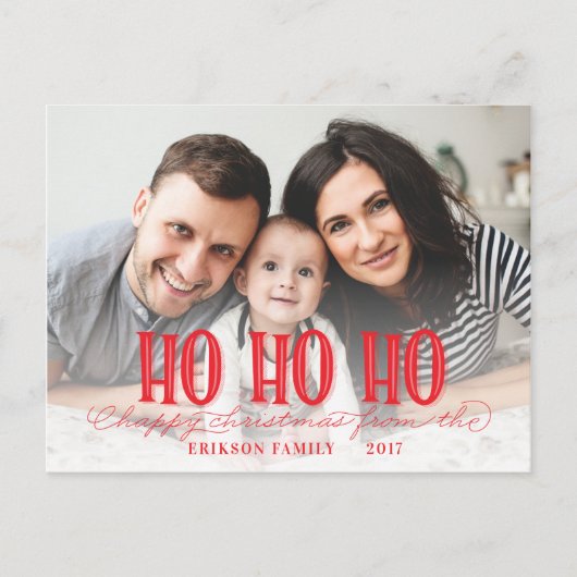 HO HO HO楽しいクリスマス シーズンポストカード (正面)