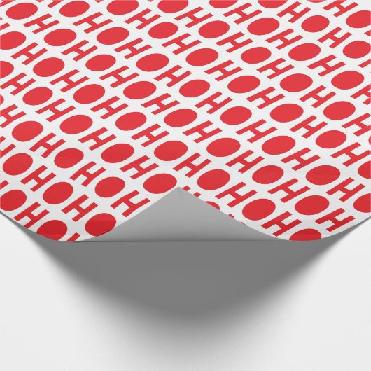 Ho Ho Ho赤く白いサンタのテーマのクリスマスのギフト ラッピングペーパー (角)