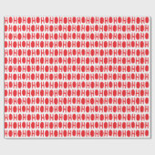 Ho Ho Ho赤く白いサンタのテーマのクリスマスのギフト ラッピングペーパー (フラット)