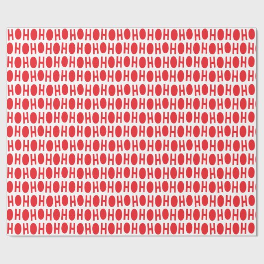 Ho Ho Ho赤く白いサンタのテーマのクリスマスのギフト ラッピングペーパー (フラット)