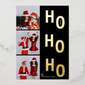 Ho Ho Ho3カスタムフォトコラージクリスマス 箔シーズンカード (正面)