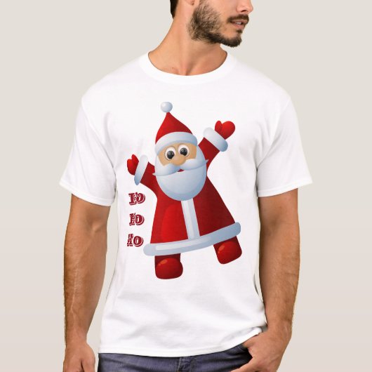 HO! HO! HO! かわいいサンタクロース メリークリスマス Tシャツ (正面)