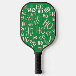HO HO HO クリスマステキストパターン 白緑赤 ピックルボールラケット
