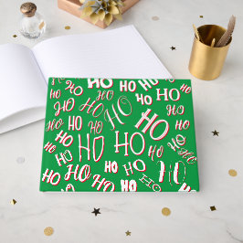HO HO HO クリスマステキストパターン 白 緑 赤 ゲストブック