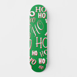 HO HO HO クリスマステキストパターン 白 緑 赤 スケートボード