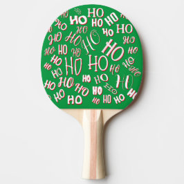 HO HO HO クリスマステキストパターン 白 緑 赤 卓球ラケット