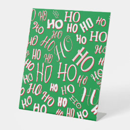 HO HO HO クリスマステキストパターン 白 緑 赤 台座サイン